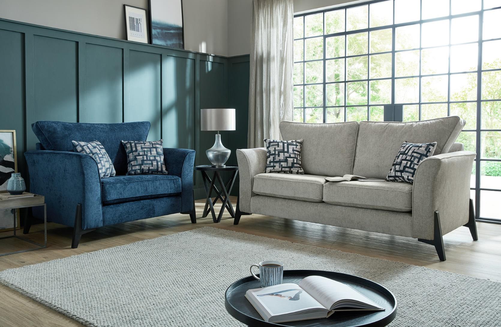 Swift 3 Seater Sofa In Brooklyn Quill Fabric With Jersey Shadow Scatters